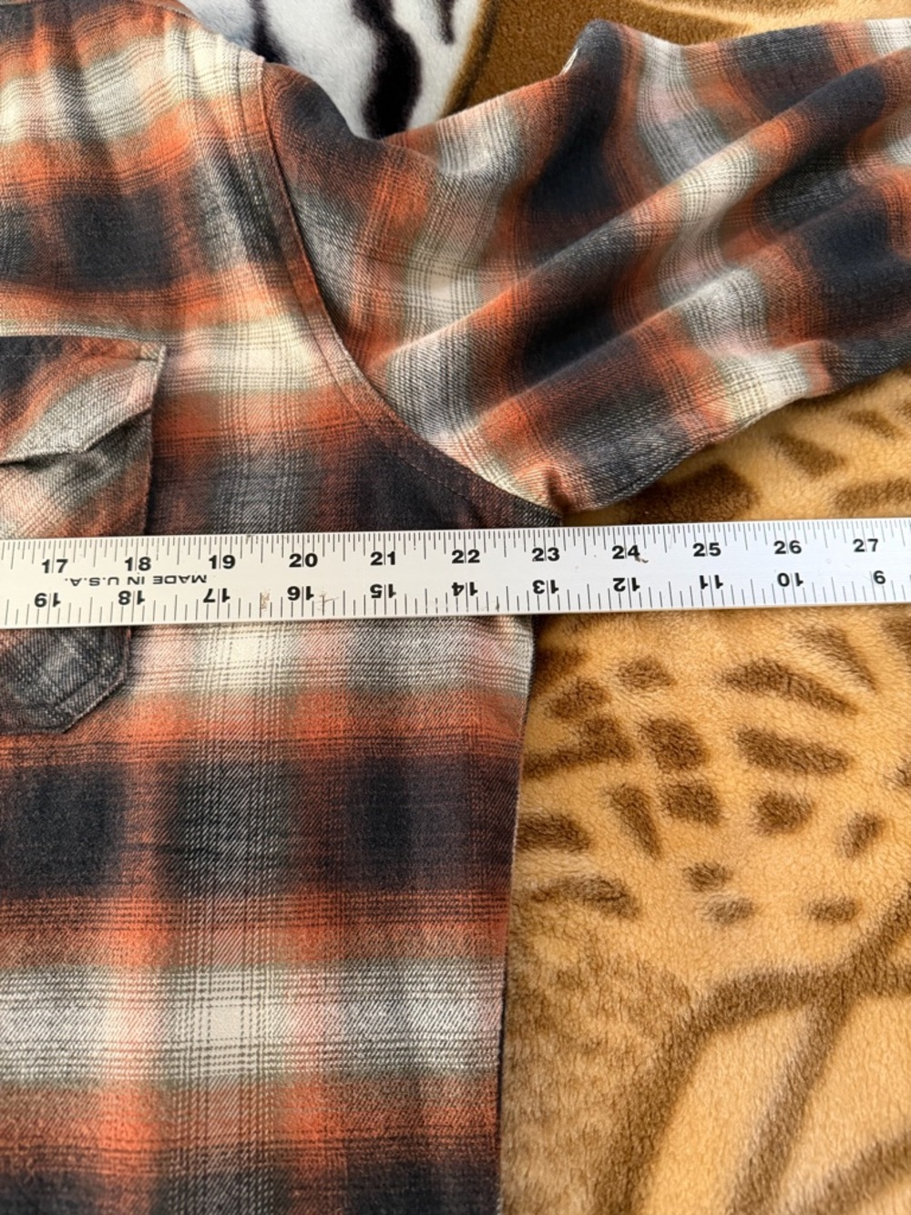 Kuhl Medium Brown, Orange & Black Plaid Flannel Shirt - Picture 8 of 13